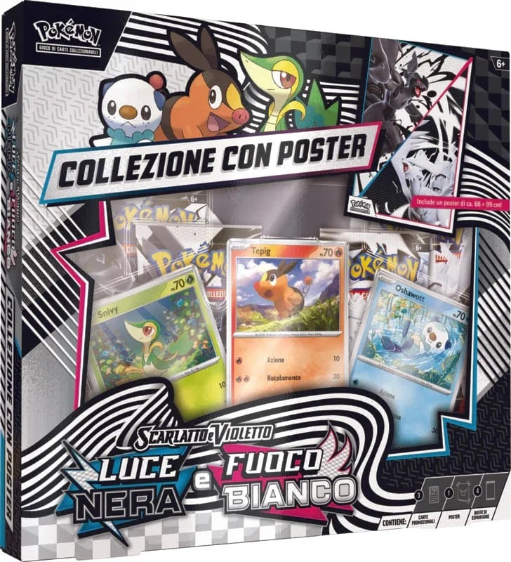Pokemon Collezione con Poster Luce Nera e Fuoco Bianco